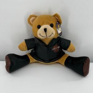 Toy Max Tan Teddy Bear with Motorcycle Jacket Plush Stuffed Animal 11"